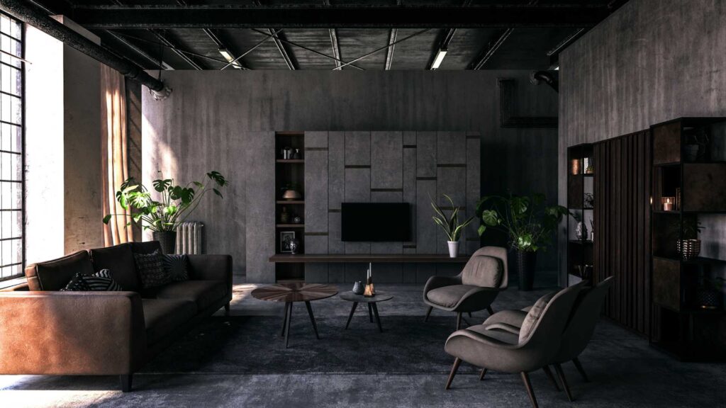 salon décorer en style industriel 