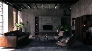 salon décorer en style industriel